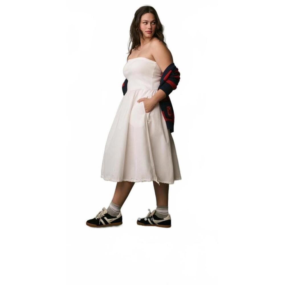 Daily Practice Anthropologie White Midi Dress Soft Stretch Travel Pockets Large